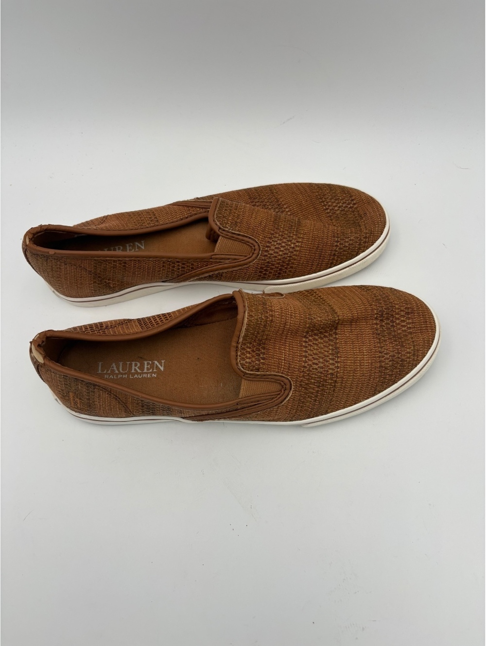 RLL Lauren Ralph Lauren Janis Woman’s 8 Brown Woven Slip-On Shoes - Picture 3 of 8